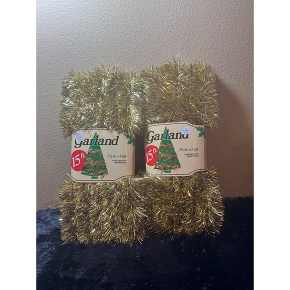 Vintage Gold Tinsel Christmas Garland 15 Ft 2-Pack  New Original Packaging - Picture 4 of 5